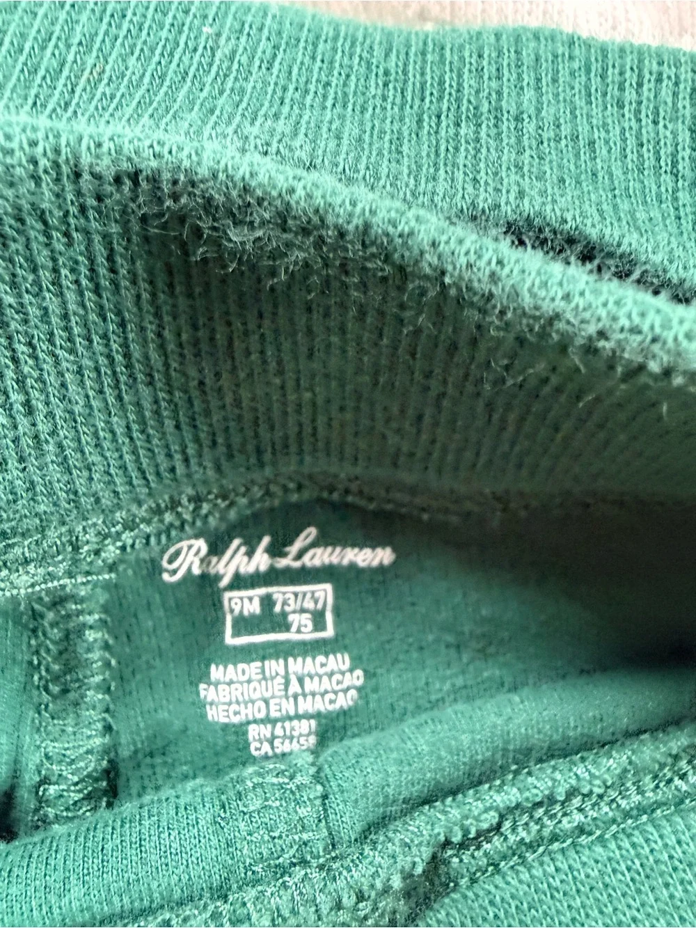 Ralph Lauren Green & White Striped Kids Sweatshirt with Green Joggers